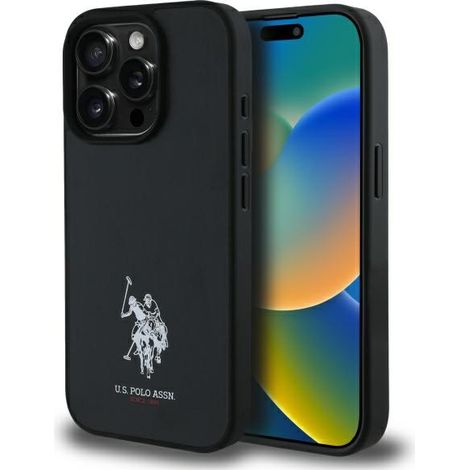 US Polo USHCP15XPGEK iPhone 15 Pro Max 6,7 Zoll, schwarz/schwarz, Leder, bestickt, DH-Farbe (1/5)