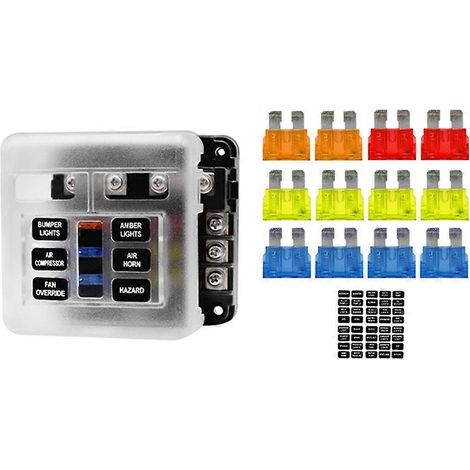 Boîte à fusibles pour voiture ou bateau avec porte-fusibles à lames à 6 voies et indicateur d'avertissementdistribution d'alimentation 12 V/36 V (1/5)