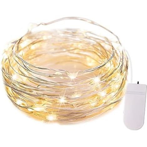 Guirnalda de luces - 2 m, 20 LED, funciona con pilas, resistente al agua - Guirnalda de luces mágica para Navidad/fiestas (blanco cálido) (1/5)