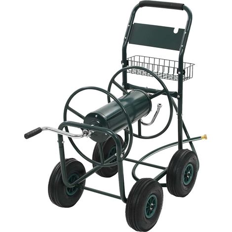 Carrello Avvolgitubi da Giardino Connettori 1/2" 75 m Acciaio vidaXL (1/5)