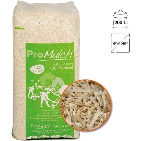Racine – Paillis de chanvre dégradable 200L – Retient l'humidité 375% – pH neutre 6,8-7,2 – Pour plantes potagères et ornementales