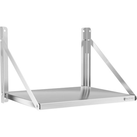 Royal Catering – Étagère murale pliante en acier inoxydable – Charge jusqu'à 40 kg – Dimensions 60 x 45 cm – Conception gain de place
