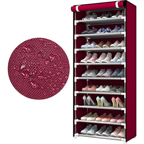 Schuhregal mit 10 Ebenen, staubdicht, hohe Tragkraft, stabil, Schuhaufbewahrungsschrank für Zuhause (1/5)
