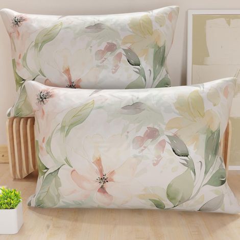 Paire de taies d'oreiller 30 x 50 cm en Microfibre, Coussins d'ameublement, canapé, Salon, 2 Housses de Coussin, taie d'oreiller Florale 143, 100% fabriqué en Italie (1/5)
