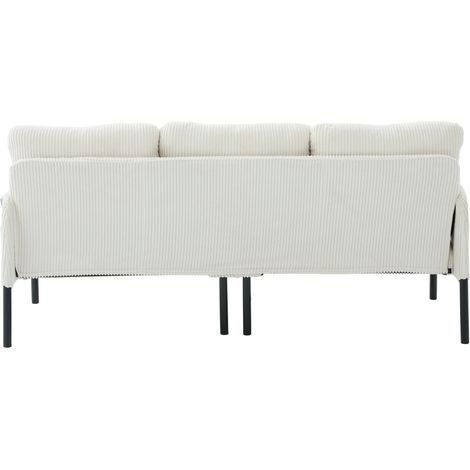 Sofá de 3 plazas de pana beige con respaldo alto y bolsillo lateral MODENUIT (1/5)