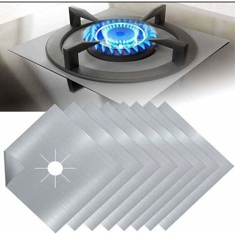 8Pcs Plaque de Cuisson à Gaz Protection en Téflon Argent Plaque Cuisson Gaz Protection Gaziniere Gaz Protection Cuisinière à Brûleurs Gaz Protection Anti-Corrosion Anti-adhésif pour Cuisine argent (1/4)