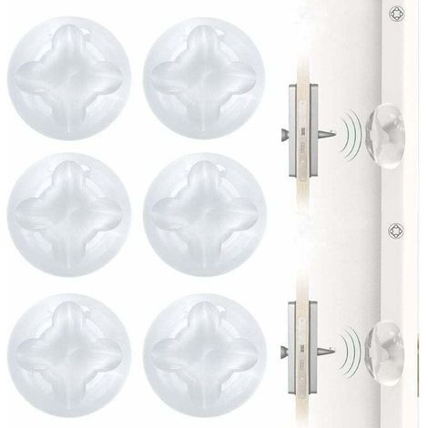 Butée de Porte murale, Arrêts de portes,Stop-portes, Butée de poignée de porte, 6 pièces, Autocollant, en caoutchouc transparent, protection murale