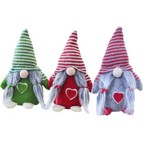 Gnomes de Noël en peluche tricotée, Père Noël, figurines de nains et lutins de Noël faites à la main, décoration de table, poupées sans visage pour la maison, cadeaux et décorations. (1/5)