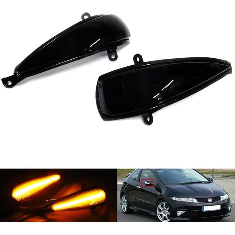 Lot de 2 clignotants latéraux avec lentille fumée noire Feu de position latéral à LED ambre Pour Civic MK8 3 5 portes Berline FN FK Type R 2005-2011 (1/5)