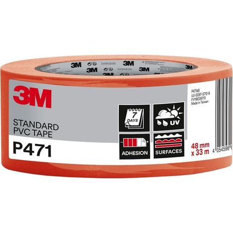 3M – Ruban de masquage PVC souple 33x48mm – Adhésif professionnel pour surfaces rugueuses – Résistant aux UV – Enlèvement facile jusqu'à 7 jours