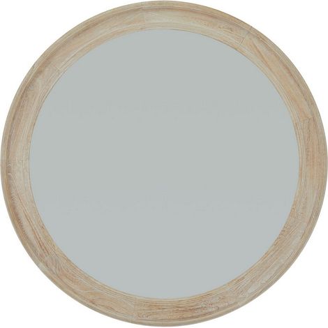 Round Framed Large Mirror - Washed Wood - L4 x W120 x H120 cm - Antique White
