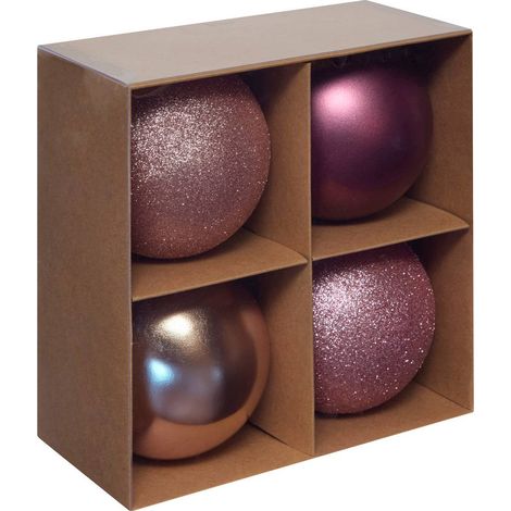 Set di 4 palline in polistirene riciclato da d.10cm, rosa - Feeric lights & christmas