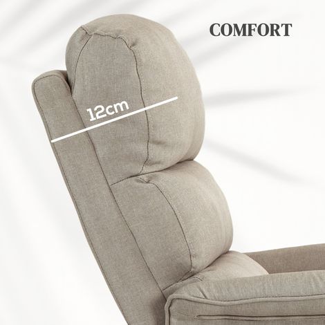Fauteuil relax beige inclinable électrique avec repose-jambes, télécommande et rangement latéral, pour salon (1/5)