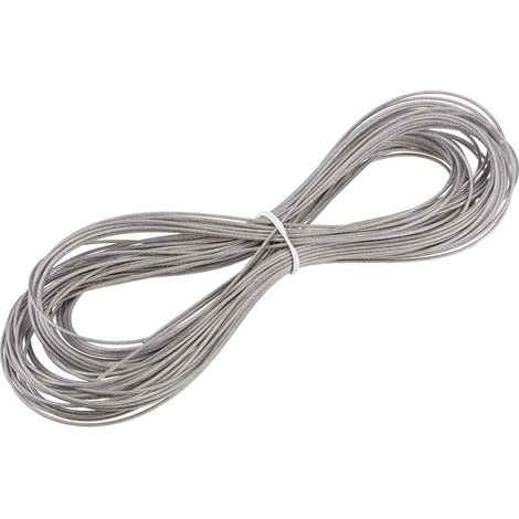 Acier Inoxydable Acier Fil Corde Câble 1,2mm 0,05 Pouce Diamètre 65,6 Pi 20M Longueur Jauge 18 304 Catégorie pour Palan Levage Meuleuse Poulie Roue (1/3)