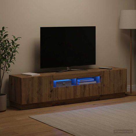 Meuble TV LED HOORN 3 pc Chêne artisanal Bois d'ingénierie (1/5)