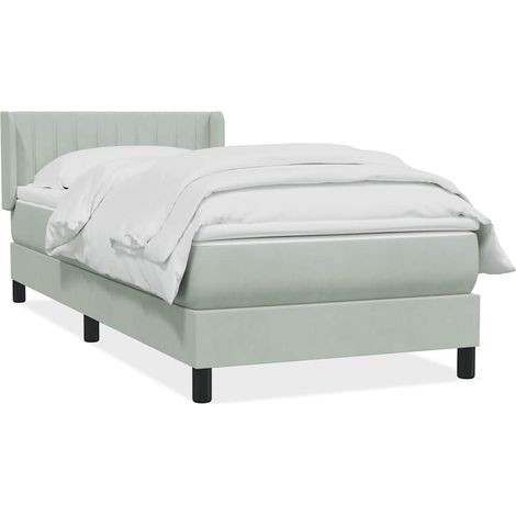 Maison Exclusive - Sommier à lattes de lit et matelas gris clair 90x210 cm velours (1/5)