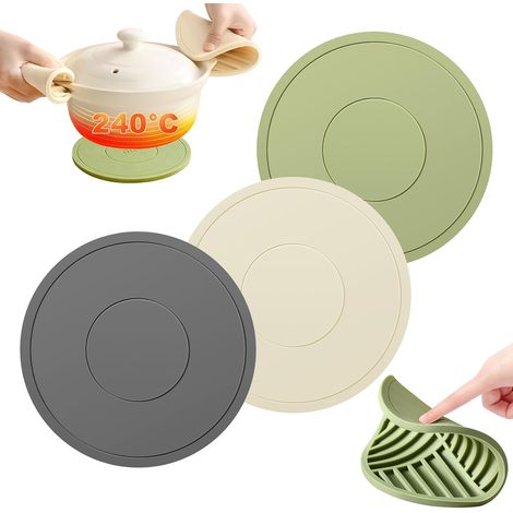 Presine in silicone, set da 3, 16 cm, multiuso, rotonde, resistenti, antiscivolo, per pentole, teiere e ciotole (1/5)