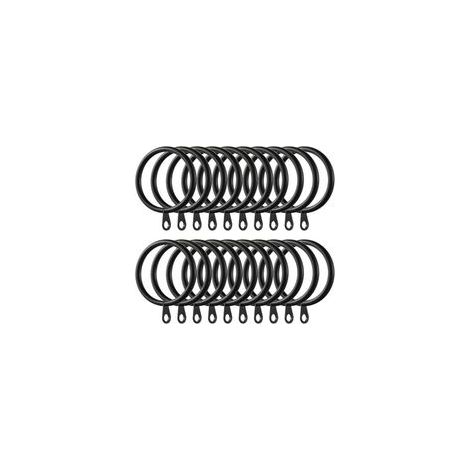 Lot de 60 anneaux de rideaux en métal de 38 mm de diamètre intérieur pour tringles à rideaux (noir) (1/5)