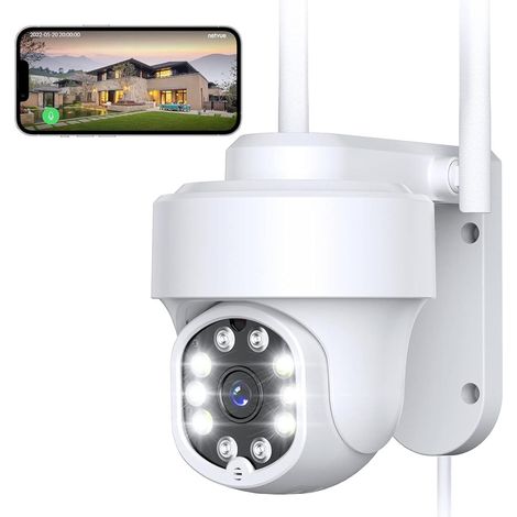 Caméra de Surveillance WiFi extérieure, Domicile FHD Vue à 360 et Audio bidirectionnel, intérieur et détection de Mouvement, Vision Nocturne en Couleur (1/5)