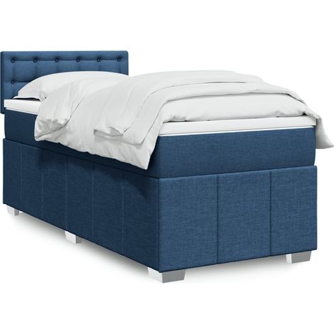 Boxspringbett mit Matratze Blau 100x200 cm Stoff