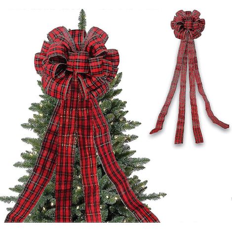 Lazo rojo para la punta del árbol de Navidad. Regalo ideal. Lazos para coronas navideñas y adornos para el árbol de Navidad. Para interiores. (1/5)