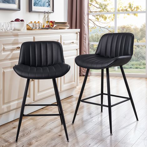 2PCS PU Leather Upholstered Bar Stools (1/3)