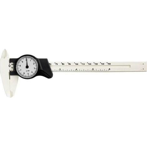 0-150mm Pieds à Coulisse à Cadran Vernier en Plastique Règle Jauge Outils de Mesure Professionnels pour Mesure Dimensionnelle (Blanc) (1/4)