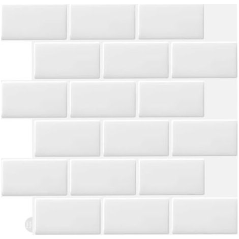 10 Pcs Blanc Sticker Carrelage Adhesif Mural 3d Cuisine Salle de Bain (30.5x 30.5cm)