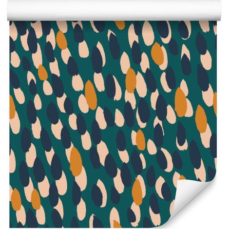 Tapete „Pinselstriche“ in Türkis, Marineblau und Beige, 50 x 1000 cm (1/5)