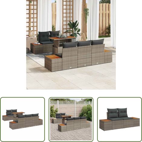 Salle à manger extérieur - Ensemble de salle à manger pour jardin 6 pcs Gris et marron (1/5)