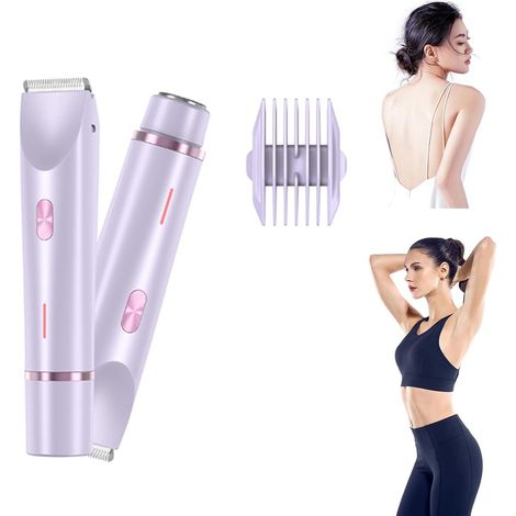Rasoir 2 en 1 pour femme, rasoir électrique, étanche, épilateur, tondeuse maillot, tondeuse pour femme, violet-AquaForge