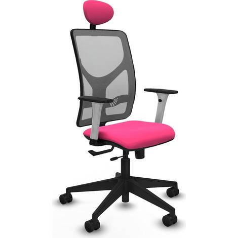 Chaise piqueras y crespo Motilla gris similicuir accoudoirs blancs (1/2)