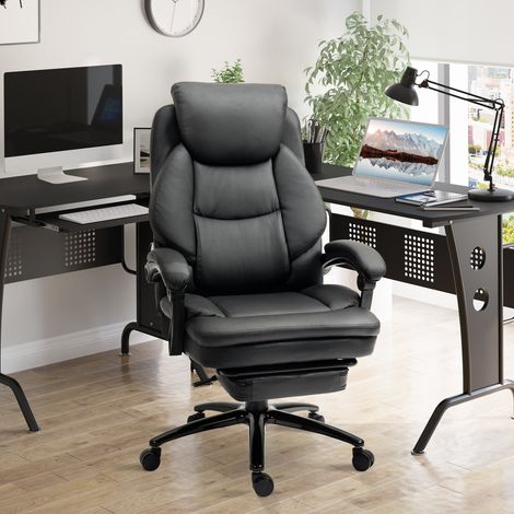 Silla de Oficina Ergonómica Silla de Escritorio Ajustable en Altura con Respaldo Inclinable hasta 130° Función Basculante y Resposapiés Retráctil Acero 65,5x79x112-118 cm Negro (1/5)