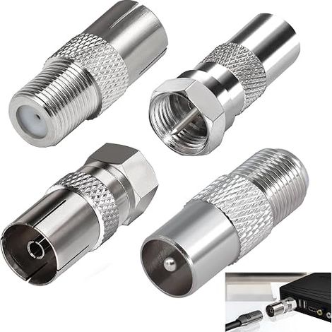 F Male to Female TV Antenna Adapter, TV Coaxial Adapter, RF Coaxial Connector for Satellite Cable TNT Modem Router Receiver, Audio Video Wall Antenna Fitting (1/5)