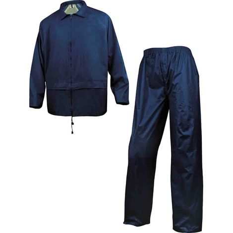 Delta Plus – Veste homme imperméable bleu marine taille XL – Série EN400 – Conçue pour chantiers humides – Capuche intégrée non incluse