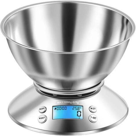 Digitaler Küchenbackofen mit Rührschüssel, elektronischer Kochofen aus Edelstahl, lebensmittelecht, unterstützt imperiale und metrische Einheiten (1/5)