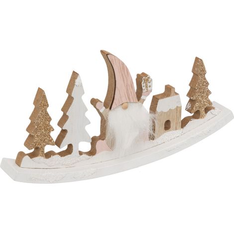 Déco de Noël Bascule Gnome et Sapin en bois L 20 x H 10 cm - Feeric Christmas
