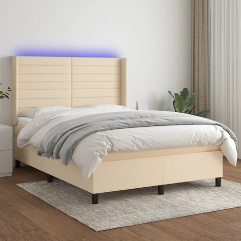 Boxspringbett mit Matratze & LED Creme 140x200 cm Stoff (1/5)