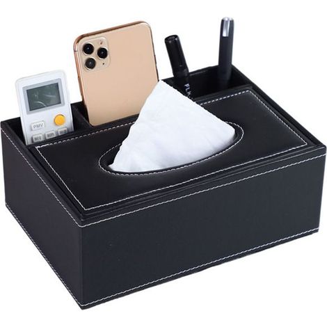 Sunfox U cuir 2 en 1 boîte de rangement Porte Télécommande, Electronique, café ou fournitures de bureau Organisateur de bureau et de (1/4)