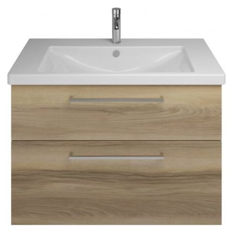 Burgbad Eqio Keramik-Waschtisch mit Unterschrank, 2 Auszüge und Stangengriff Frassino Dekor Cappuccino 93 cm (1/2)