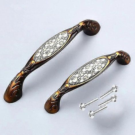 Poignées de meuble vintage en céramique - Lot de 2, finition bronze antique, longueur 120 mm, entraxe de 96 mm, alliage de zinc durable (1/5)