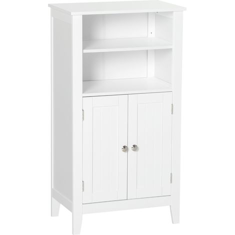 Meuble salle de bain 2 portes étagères réglables 50x30x93 cm blanc meuble rangement salle de bain compact gain de place organisation moderne