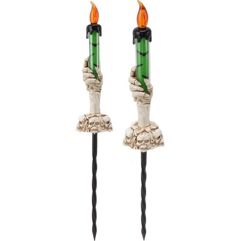 Halloween-Kerzen, warmweiß, 120 mAh, Kunststoff, Geister-Skelett-Design, grün (1/5)