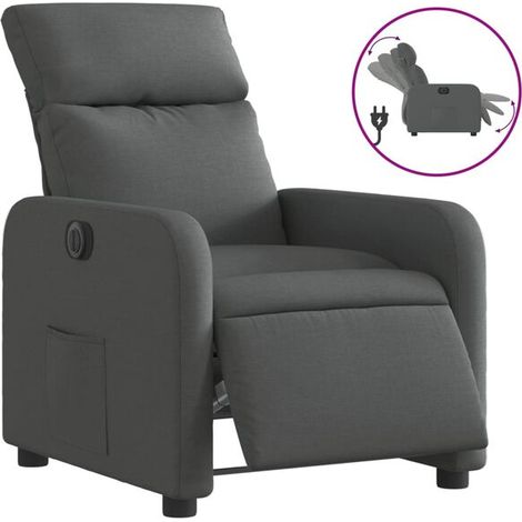 Fauteuil inclinable électrique en tissu gris foncé (1/5)