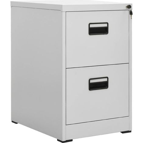 Cassettiera per ufficio con 2 cassetti e 1 serratura 46 x 62 x 72,5 cm in acciaio grigio chiaro DEC024537