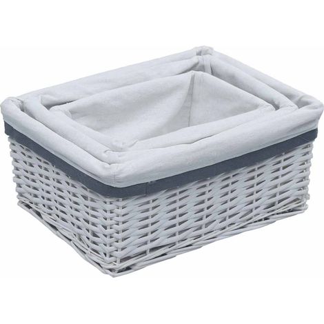 Maison Exclusive - Set Cestini Impilabili 3 pz Biancin Salice (1/5)