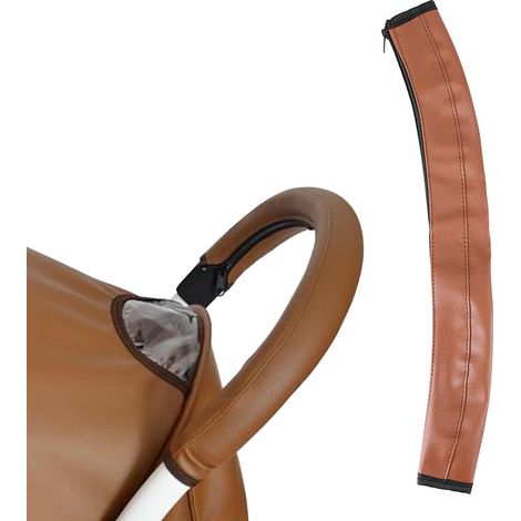 Funda para manillar, piel sintética, cremallera, negro/marrón, universal para cochecito (1/5)