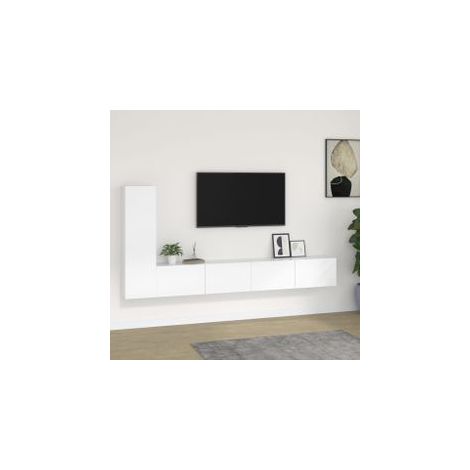 Ensemble de meubles TV 3 pcs Blanc Bois d'ingénierie (1/5)