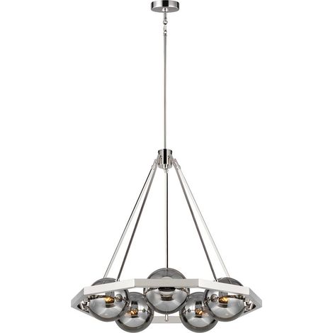 Lampadario Contemporaneo Harper Acciaio Nichel Lucido Vetro 5 Luci E14 (1/5)