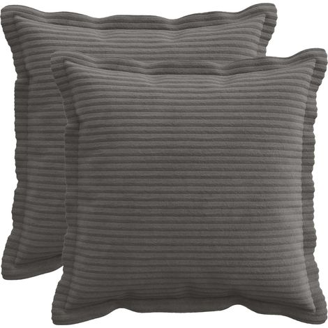 Cushion Cover 2 pcs HOUTEN Dark Grey 30 x 30 cm Corduroy vidaXL (1/5)